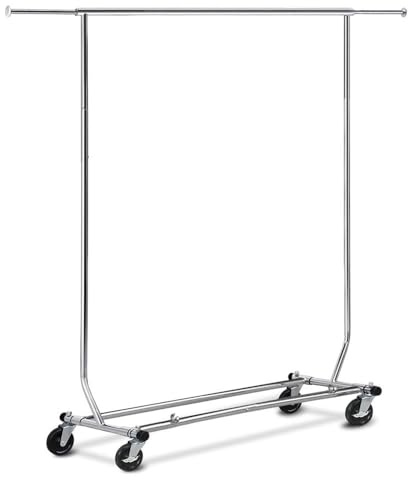Yaheetech Portant à Vêtement Porte-manteau avec Etagères à Chaussures Métal Chromé Plus Long Haut Large Réglable Pliable avec Roulettes Mobile Charge 90kg, 190 x 55 x 178 cm