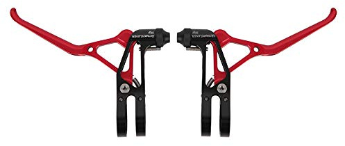 SolUptanisu Bremshebel für Fahrrad, Mountainbike, Handbremse, aus Aluminiumlegierung, verstellbarer Bremshebel für Rennrad, (Schwarz Rot)