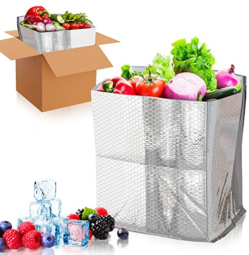 AMZ Supply Foil Insulated Box Liners - 10x10x10 Inch, 50 Pack Cold Shipping Boxes for Frozen Food