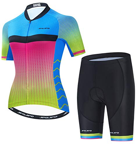 Dam cykeltröja kortärmad gel vadderade shorts set MTB sportkläder damer cykling cykelkläder, Cf2340-1, L