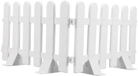 Cabilock 2Pcs Dekorative Garten Zaun Einfassung Grenze mit 4 Basen Kunststoff Garten Lattenzaun Outdoor Gras Rasen Blumenbeete Anlage Grenzen für Bett Terrasse Rasen 50 * 30Cm