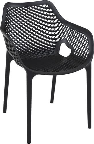 Sedessi Air XL stapelbarer Stuhl - Der hochwertige Gastrostuhl, Gartenstuhl, Terrassenstuhl, Esszimmerstuhl oder Balkonstuhl. Witterungs-, Frost- und UV-beständig. (Black)
