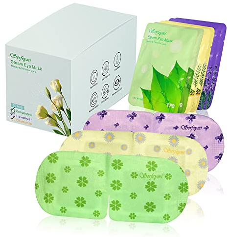 Serfeymi Self Heating Steam Eye Mask 22PCS- Disposable Sleep Warming Eye Mask for Puffy, Dry Eyes, Moist Hot Warm Eye Compress, Relief Eyes Fatigue 3 Scents Mixed