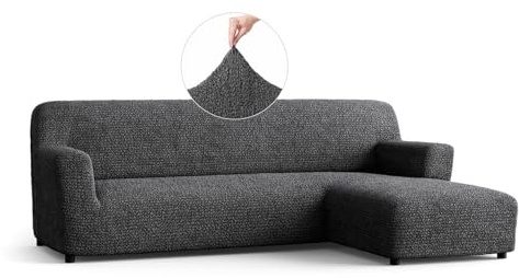PAULATO - Bezug für Sofas mit rechter Halbinsel (gesehen von vorne), Sofabezug für Ecksofa in L-Form aus Stretch-Mikrofaser, kratzfestes und maschinenwaschbares Gewebe, Made in Italy - Anthrazit