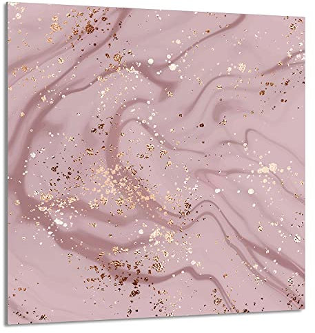 DarHaus Herdabdeckplatte 1 Teilig 60x65 cm Ceranfeldabdeckung Küche Elektroherd Induktion Herdschutz Küchenrückwand Spritzschutz Glasplatte Schneidebrett, Marmor Rosa