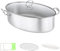 Pentola per Pesce al Vapore 8Qt Set Vaporiera Ovale per Pesce in Acciaio Inossidabile 304 con Griglia, Padella in Ceramica, Mandrino, Pentola per Pesce al Vapore, Zuppa Bollente, 2 Colori,Argento