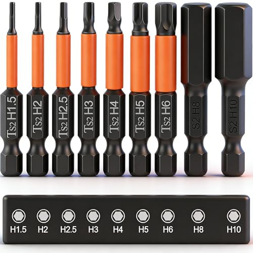 Allen Key Drill Bit Set 1.5-10MM, K Kwokker 9pcs 50mm Hex Screwdriver Bit