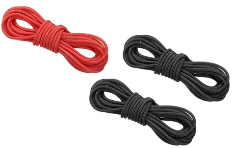 PATIKIL Archery D Loop Rope 3 Meters, 3 Pack Bow D Loop String Release Material Nock Wire Nocking Loop Buckle Ring for Compound Bowstring, 2pcs Black 1pcs Red