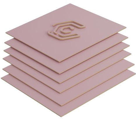 Creatorally Pannello MDF, Pannelli Legno Colorato per Laser 3mm, Foglio di Legno 30x30 cm per Incisione Taglio, 6 Pezzi per CNC Modello Fai da Te (Rosa)