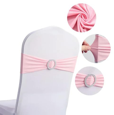 20 lazos de elastano para sillas con hebilla deslizante, lazos elásticos universales para decoración de bodas, fiestas, banquetes, color rosa