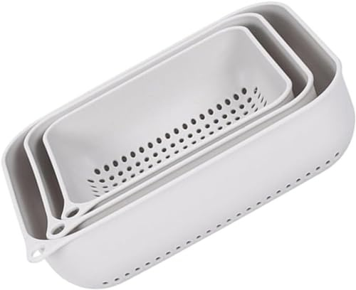 XXWZJH 3-teiliges Set Abflusssieb, faltbares Sieb, Netzsieb, zusammenklappbares Spülbeckensieb, Obstsieb, Abflusskorb für Küche, rechteckiger Filter