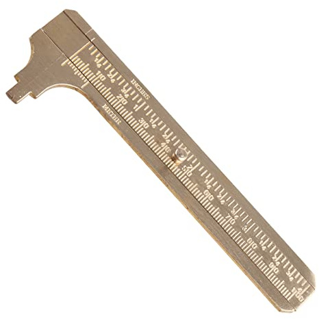 Handliches Schieblehre Messing Nonius-Lineal Messwerkzeug Doppel mm / Zoll Messing Taschenlineal 100 mm