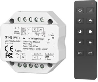 HAPRSLIKG 1 pz Dimmer LED S1-B 2.4G Telecomando Dimmer Triac AC 100-240 V Adatto for Lampadina LED dimmerabile 220 V(S1-B And R1)