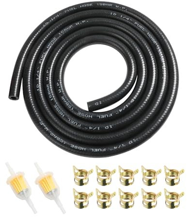 Flaconi Benzinschlauch für Auto, Kraftstoffleitung, Rasenmäher, 1/4 Kit, 2 Meter Ø6mm, Filter und Schlauchschellen