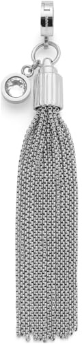 JEWELS BY LEONARDO Anhänger Clip & Mix Pietra, Ketten-Anhänger aus silberfarbenem Edelstahl, Quaste aus mehreren Venizianerketten und klarem Glasstein, Schmuck Geschenk für Frauen, 024404