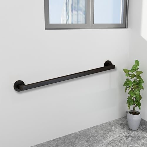 Whnoorher Schwarzer Metallhandlauf für Treppen, Treppengeländer-Handlauf-Stützstangengeländer für den Innen- und Außenbereich, Handlauf mit Wandhalterungen und Metallschrauben(100cm)