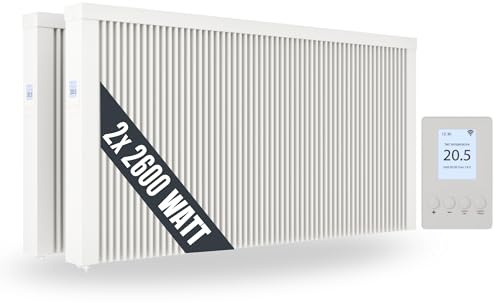 eVARMO 2x Areo smart 2600 Watt elektrische Heizung mit Schamottekern zur Wandmontage/Elektroheizkörper (Elektroofen)