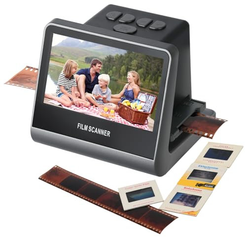 22MP Film and Slide Scanner with 5” LCD Screen, Convert Color & B&W Negatives & Slides 35mm, 126, 110 Film to High Resolution JPEG Digital Photos