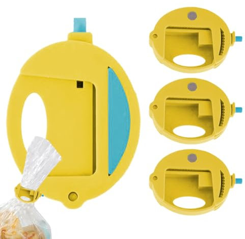 yupeuooe Tütenclips für Chips,Chip-Clips - Wiederverwendbare Brotklammern mit Quetschverschluss, 4er-Set,Snack-Beutel-Clips, magnetische Küchen-Clips für Lebensmittel-Aufbewahrungspakete im