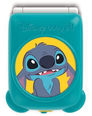Clementoni Disney Baby - Stitch Flip Phone, Telefono Bambini 9-36 Mesi, Centro attività con 4 Tasti per Stimolare Il Gioco Imitativo con Luci e Suoni, 17519
