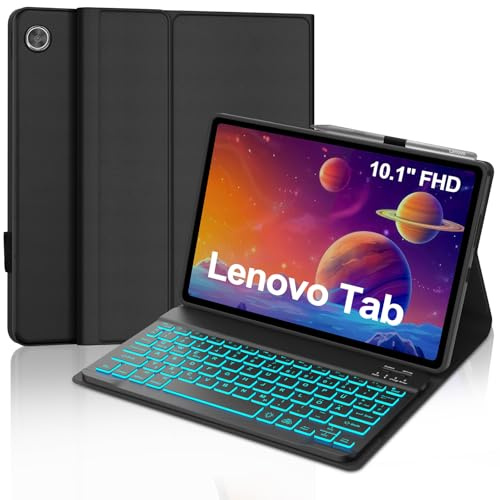 WAVATA Tastatur für Lenovo Tab Tablet 10.1 2025 mit Beleuchtete, TB-311FU, Hülle mit Tastatur für Lenovo Tab 2025 Keyboard Case Magnetische Bluetooth Abnehmbare QWERTZ Layout, Schwarz
