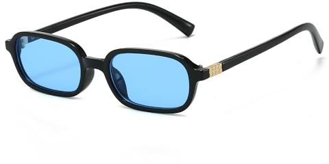 JCTAIFOO Retro Kleine Rechteckige Sonnenbrille für Damen und Herren, Vintage Schmalem Rahmen Quadratische Brille