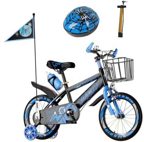 Habib Kinderfahrrad Jungen 12 14 16 Zoll mit Helm, EN ISO 8098 geprüft | Komplettset & EN ISO 8098 geprüft. Größe: 12 Zoll 85–105, 14 Zoll 100–120, 16 Zoll 115–130 cm