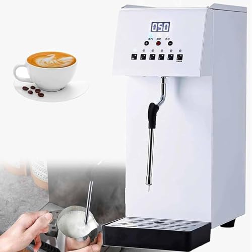 Montalatte, 2500W commerciale a vapore, elettrico, macchina per schiumare acqua bollente a vapore completamente automatica multiuso, per caffè, latte, cappuccino, cioccolato, 6L