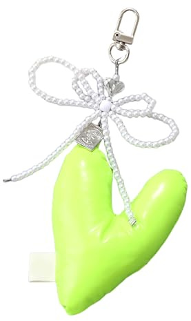 AWJUWHBJ Eleganter Perlen Schlüsselanhänger Handyanhänger Einzigartiger Schlüsselanhänger Gepolstertes Herz Schleife Taschenanhänger Zubehör Für Geldbörse Rucksack Handtasche Taschenanhänger Ornament