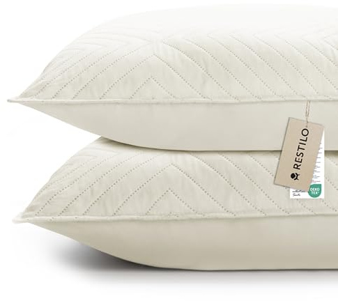 Set de dos fundas de cojín 50x70 cm Beige de Restilo Funda decorativa para sofá Cojín decorativo para sofá Funda de cojín con costura ultrasónica suave para sofá, ideal para sala de estar, dormitorio