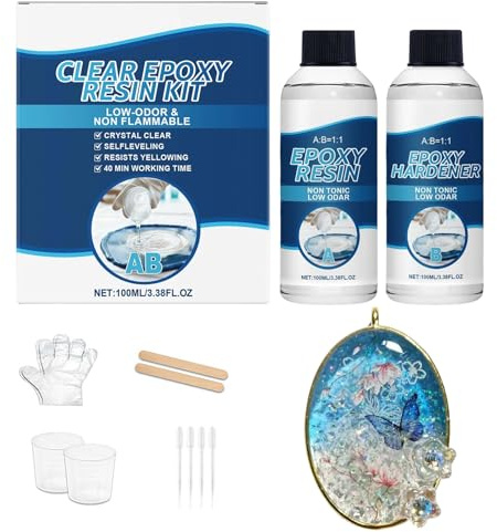 doyandader Set di resina epossidica, AB indurente trasparente – Set completo per resina sintetica – per progetti artistici gioielli segnalibro