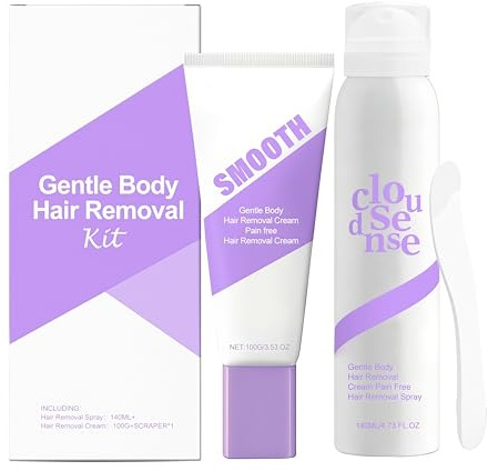 Cloud Sense Haarentfernungs-Set – Sanfte Enthaarungscreme & Haarentfernungsspray Duo (2x Set mit Spatel) – Schonende & Schmerzfreie Depilation für Beine, Achseln & Bikinizone – Für Damen & Herren