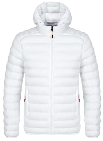 FlutVolt quiltad jacka för män, fodrad vinter med huva, varma tjocka rockar för män, termiska långärmade jackor, vinterövergångsjackor, utomhus dunjacka, vinterparkas för män