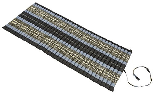 Rollbare Thaimatte Matratze, ca. 200 x 80 cm, Thaikissen Matte Elefanten blau Rollmatte mit Füllung aus Kapok