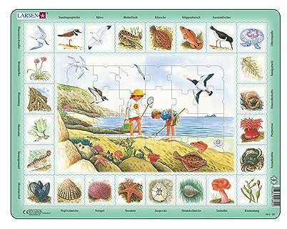 Larsen NA2 Natur Puzzel: Am Meer, Deutsch Ausgabe, Rahmenpuzzle mit 48 Teilen