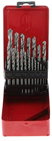 Tubayia - Set di punte elicoidali per trapano, con scatola di ferro, 19 pezzi