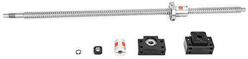 SFU1605 - Viti a sfera in acciaio inox da 600 mm, con supporto per dado BK12/BF12 e accoppiatore da 6,35 x 10 mm, parti CNC