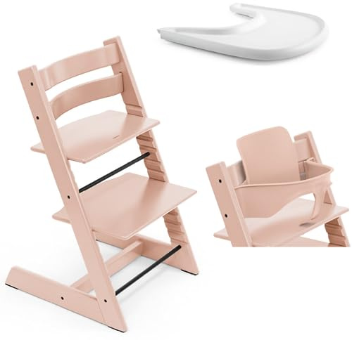 Stokke Pack Chaise Tripp Trapp Rose Poudre avec Baby Set et Tablette