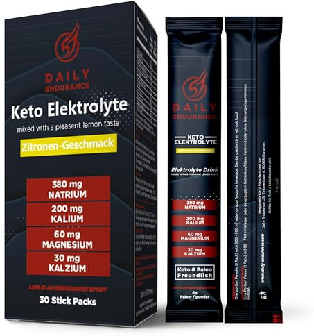 Daily Endurance | Keto Elektrolyt Pulver | Unterstützt Hydratation und Erholung | Low Carb, Keto & Paleo | Kein Zucker & Vegan Pulver für Elektrolyte Getränk | 30 Stick Packs (Zitrus-Salz)