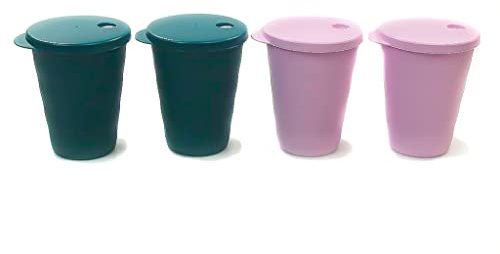 Tupperware Trinkhalmbecher Junge Welle 330 ml türkisgrün (2) + rosa (2) 38079