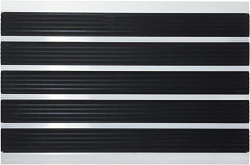 Floordirekt Fußmatte Double Mat | Leistungsstarke Gummilamellen | Schmutzfangmatte für Innen- und Außenbereich | Rostfreies Aluminium-Profil (60 x 90 cm)