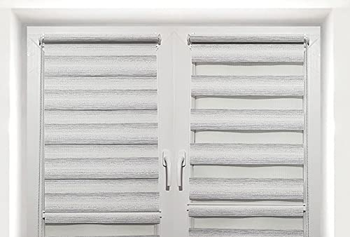 TROYAHOME® Doppelrollo Klemmfix Ohne Bohren Duo Rollo Fenster Rollo Easyfix (Silber Grau, 90 x 150 cm (Stoffbreite 87 cm)