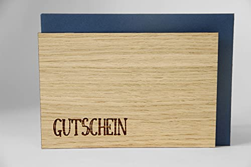 Holzgrusskarten Original Gutschein - 100% handmade in Österreich, aus Eichenholz gefertigte Gutscheinkarte, Grußkarte, Klappkarte, Postkarte, Geburtstagskarte, Gutschein