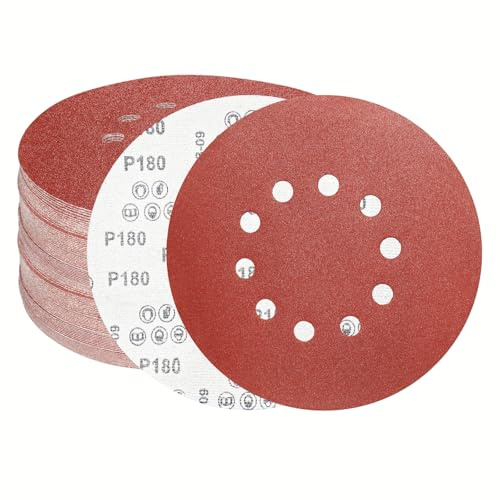 FEIHU 15Stück Schleifpapier 225mm Klett 10Löcher Korn180 für Schleifgiraffe | Schleifscheibe Klett 225mm für Trockenbau und Deckenschleifer