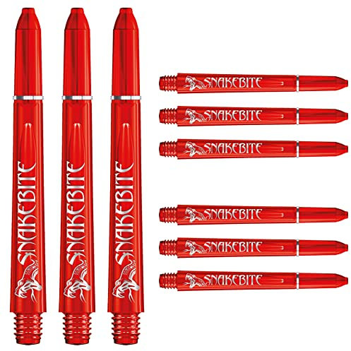 RED DRAGON Peter Wright Snakebite Signature Series Dart-Schäfte, Medium, Rot, 3 Sets pro Packung (9 Schäfte insgesamt)