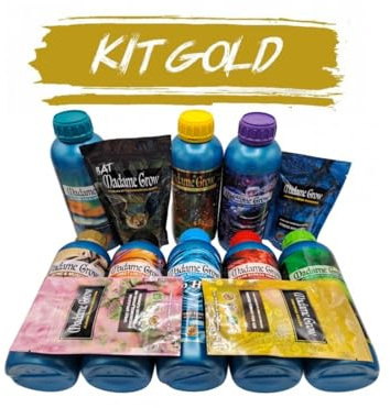 Madame Grow Kit Gold Outdoor 12 Pack – Engrais Organiques Liquides et en Poudre, Nutrition Complète, Croissance, Floraison, Protection et Culture Extérieure Intérieure