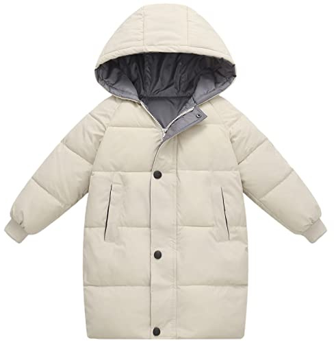 amropi Abrigo para Niño Niña Chaqueta con Capucha Caliente Invierno Ropa Beige,3-4 años