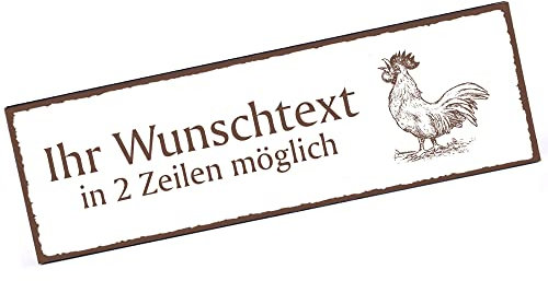 Türschild Hahn Namensschild personalisiert mit Gravur- 150mm x 50mm - selbstklebend