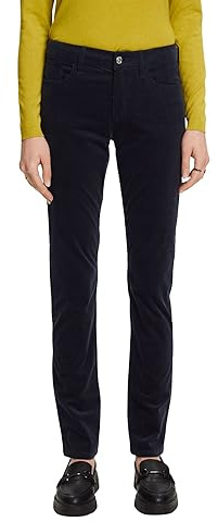 Esprit Pantaloni in Velluto a Coste con vestibilità Aderente e Vita Media, Blu Navy, 34W x 30L