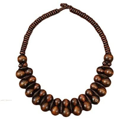 COLORFUL BLING Ethnic Large Chunky Wooden Beaded Necklaces Boho African Statement Necklace Handmade Tribal Collar Choker Bib Jewelry-joint brown
